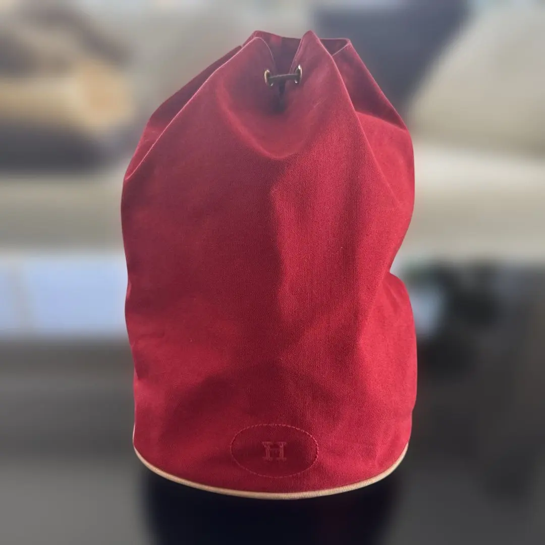 Thumbnail of Hermès red canvas drawstring shoulder bag