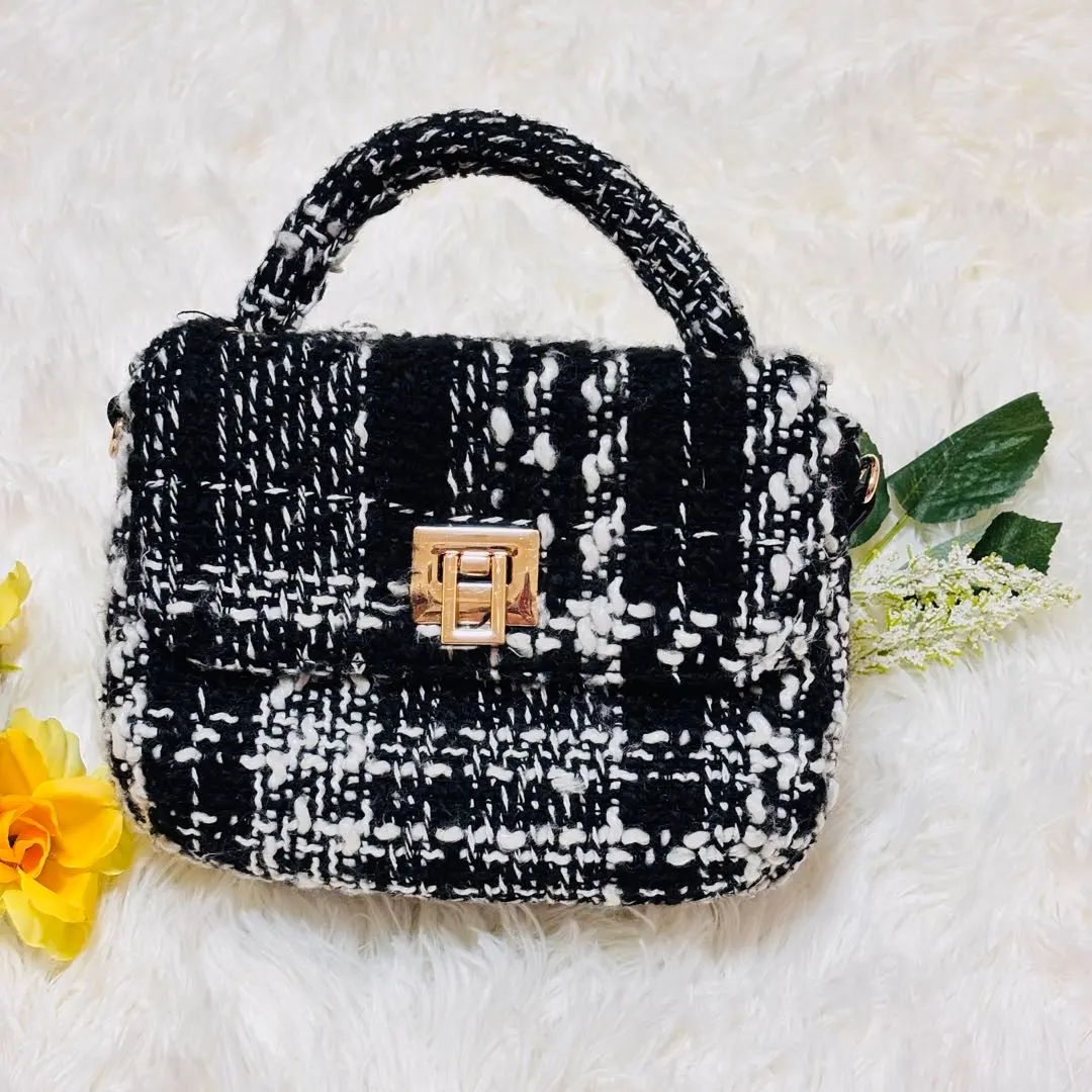 Thumbnail of Tweed Shoulder Bag, Black and White
