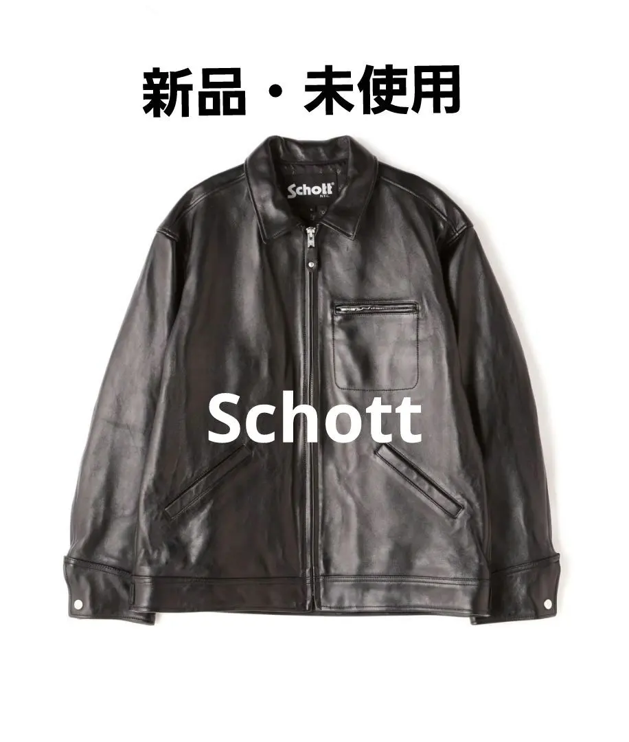 Schott / Schott 皮革卡車司機夾克 黑色 2XL 的縮圖