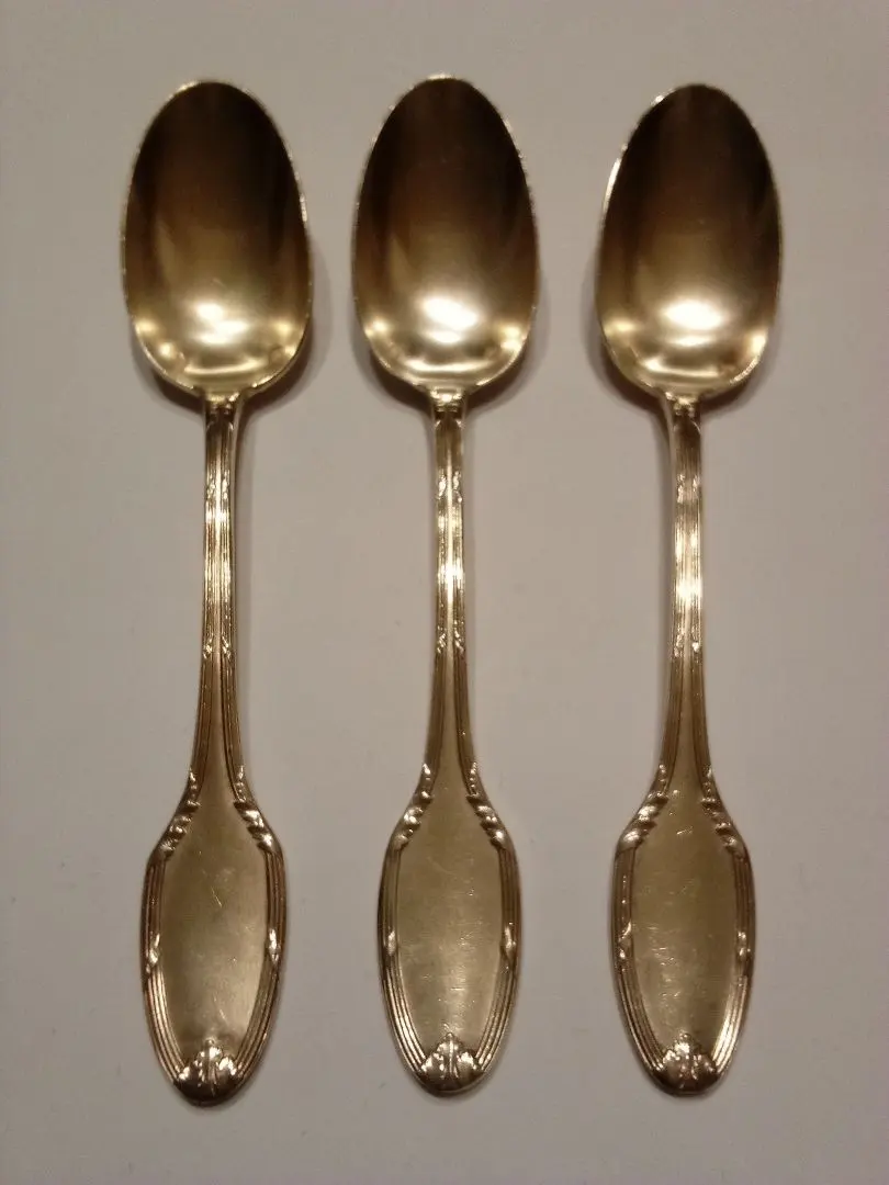 法國 銀製茶匙 三件組 古董 的縮圖