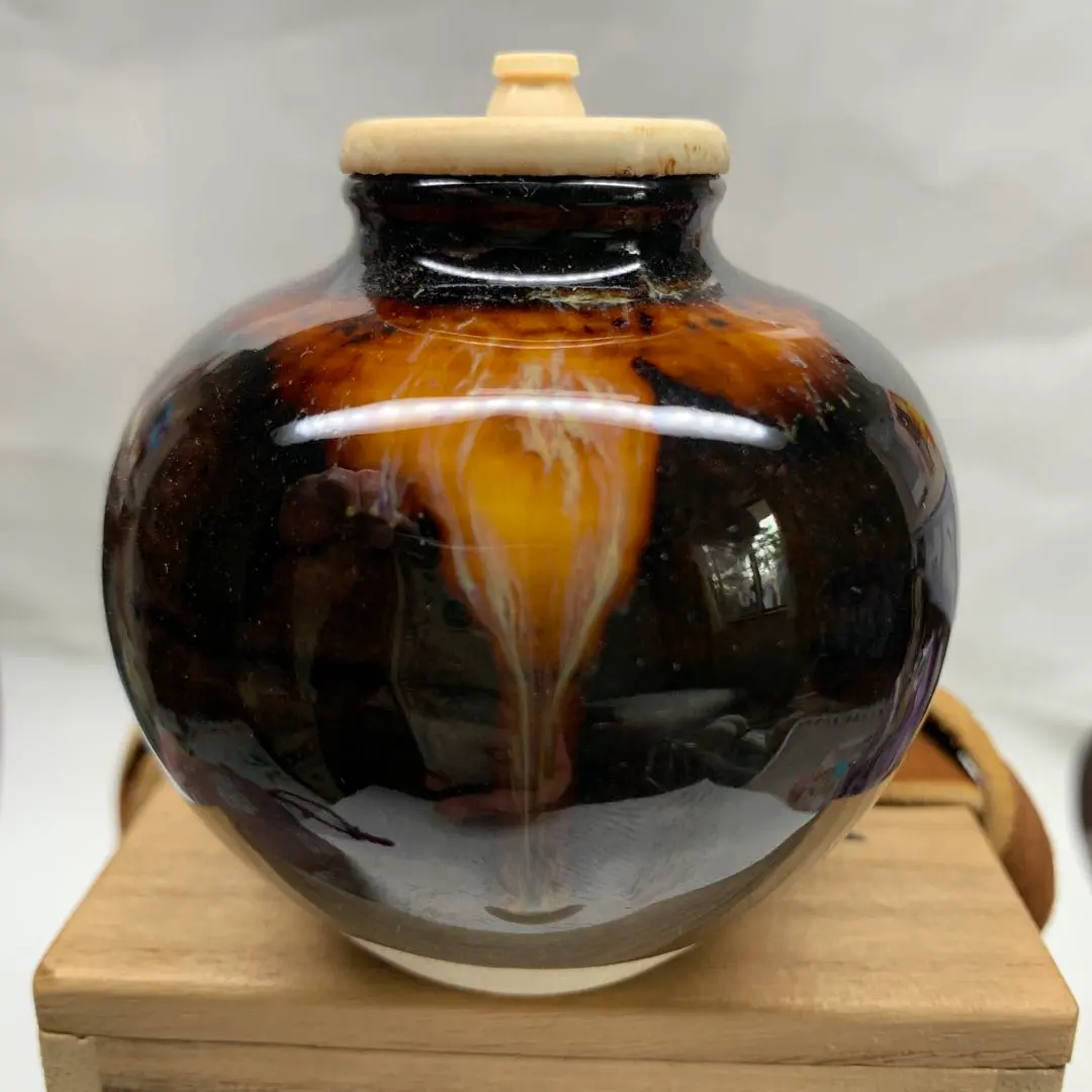 Thumbnail of Sadakazu Okeya Tea Container Ivory Lid, Shifuku (Tea Container Bag) Bunrin 141