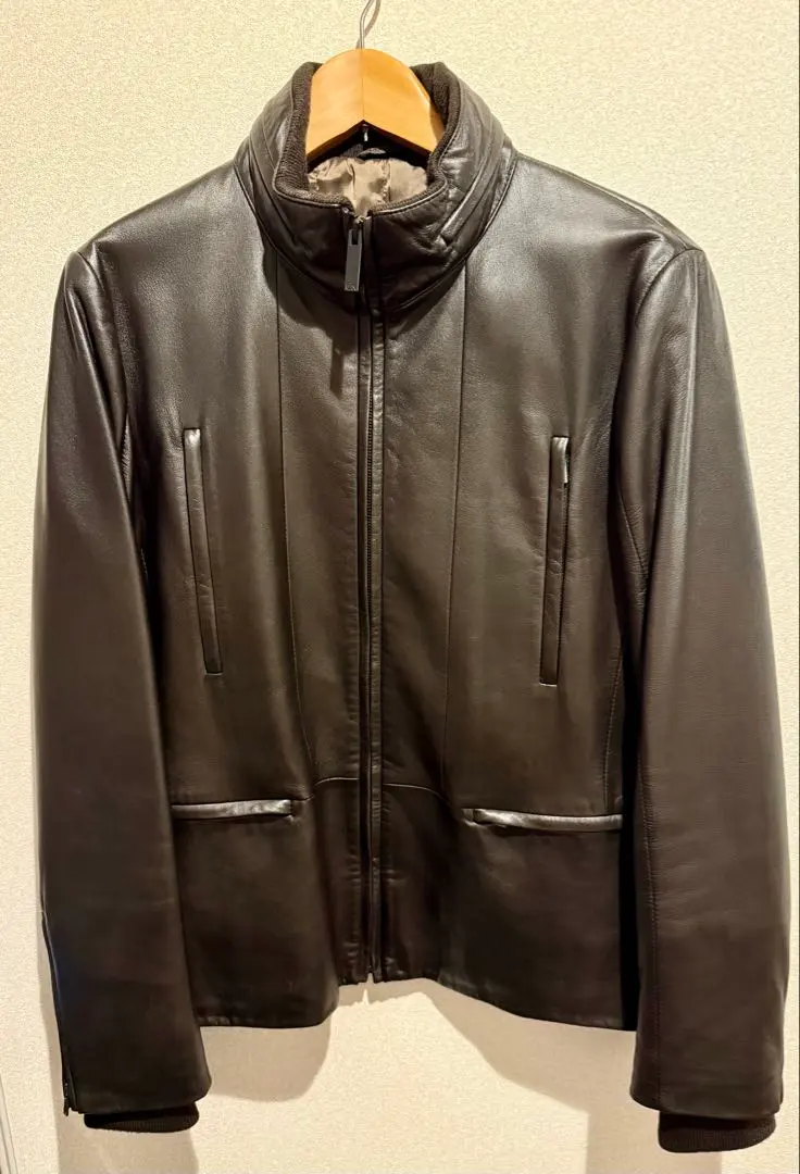 【美品】カルバンクライン/フロントダブルジップレザージャケット/ライダース/羊革 美品】カルバンクライン/フロントダブルジップレザージャケット