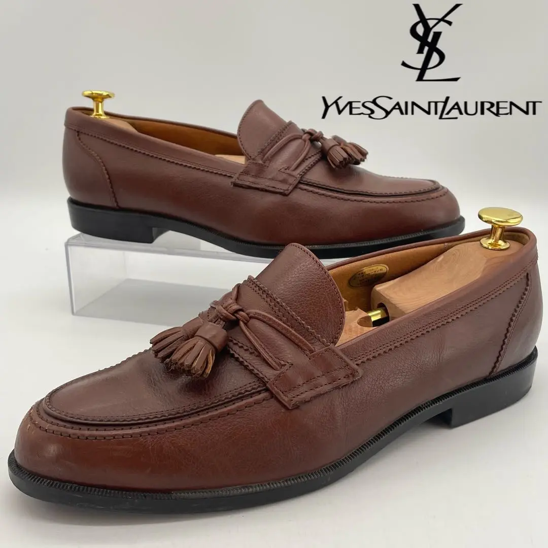 Yves Saint Laurent ブラウンレザー ローファー SAINT LAURENT - 未使用 Vintage イヴサンローラン Yves Saint