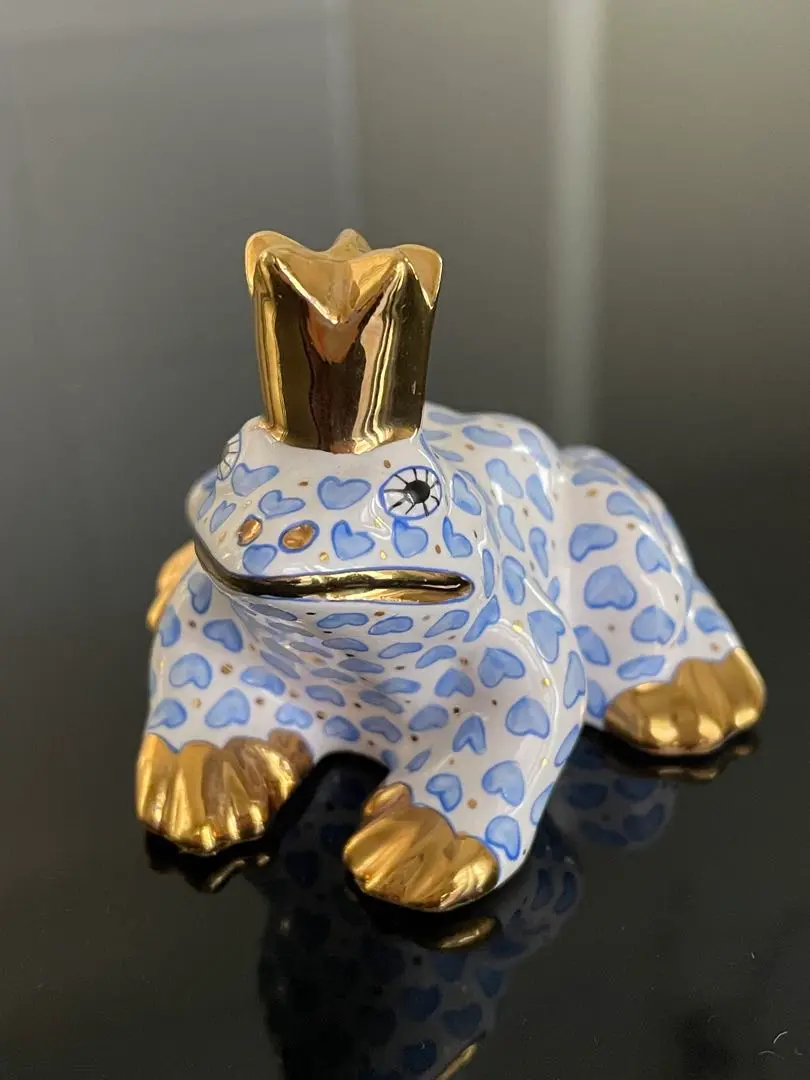 【希少】ヘレンド HEREND カエルの王様 フィギュリン 開運 運気 金 希少】ヘレンド HEREND カエルの王様 フィギュリン 開運 運気 金