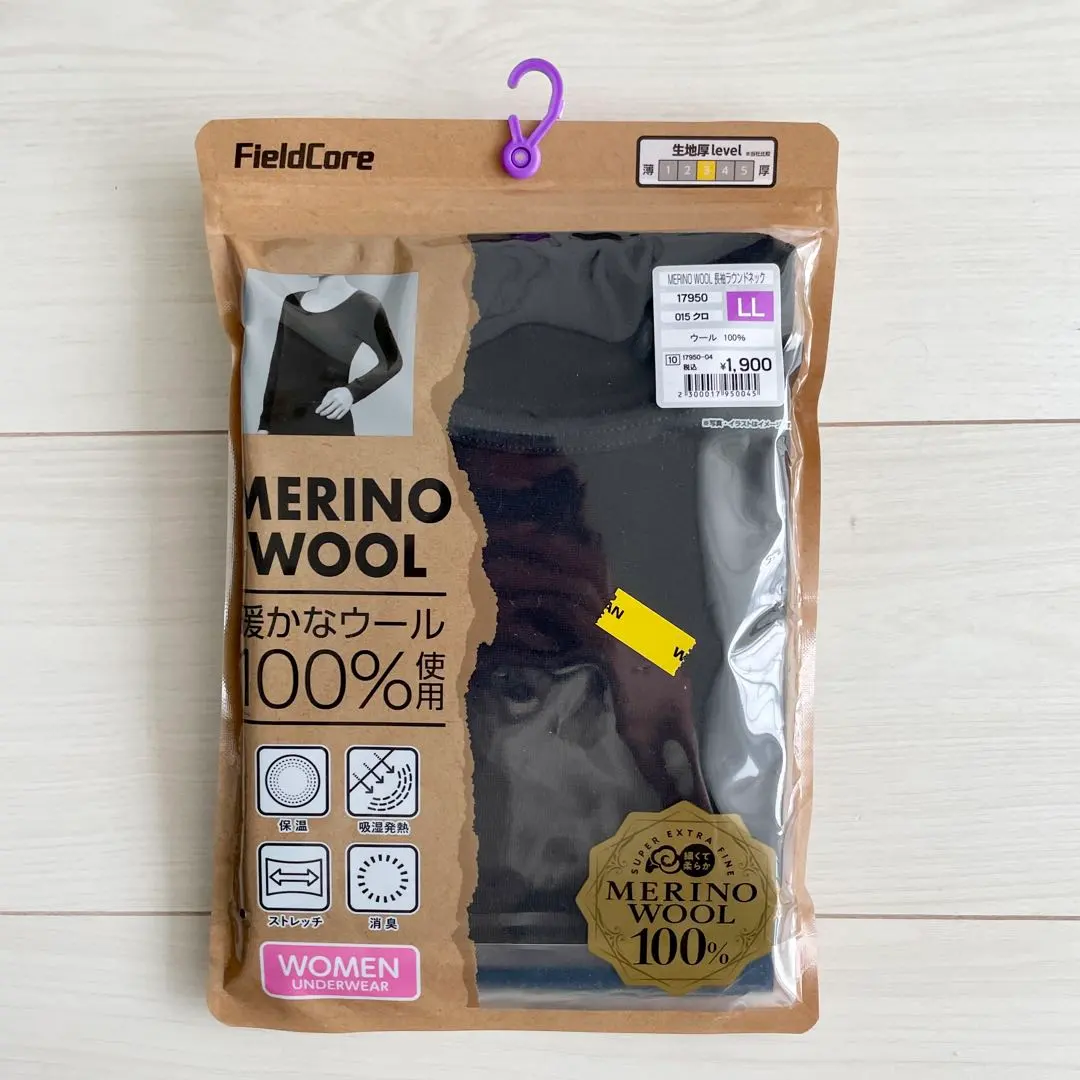 Workman 美麗諾羊毛 長袖圓領 LL 尺寸 女款 黑色 的縮圖