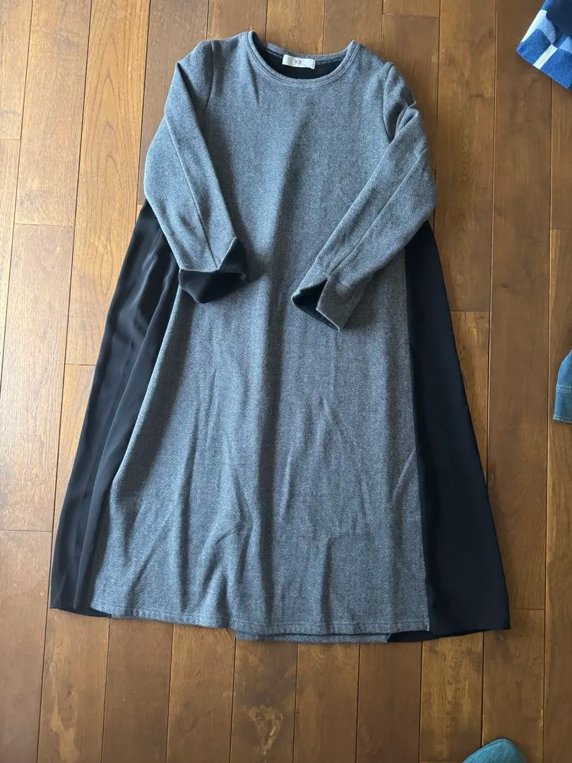 Thumbnail of K.R Herringbone Pattern Long Sleeve Dress, Gray