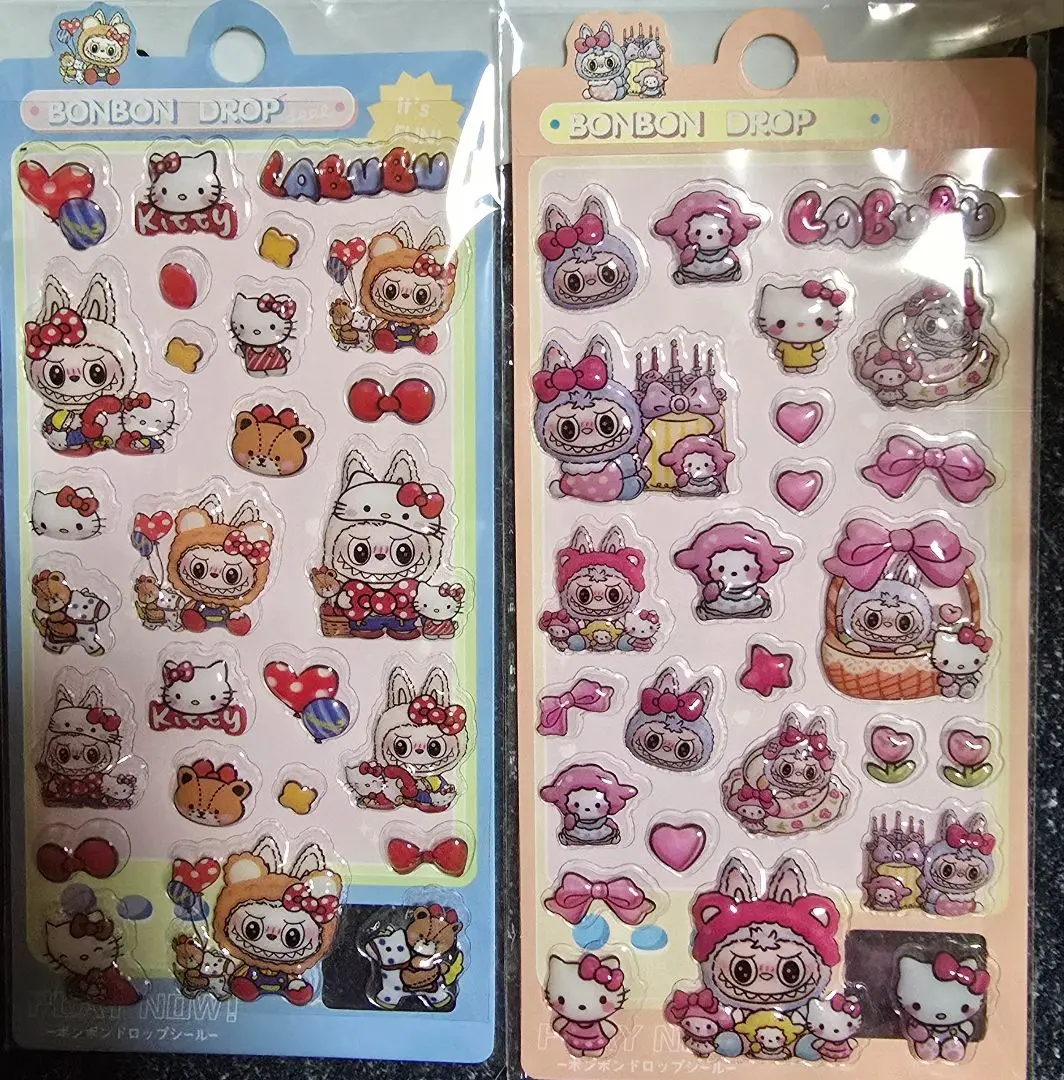 BONBON DROP Hello Kitty LABUBU 聯名款 貼紙 2張套組 的縮圖