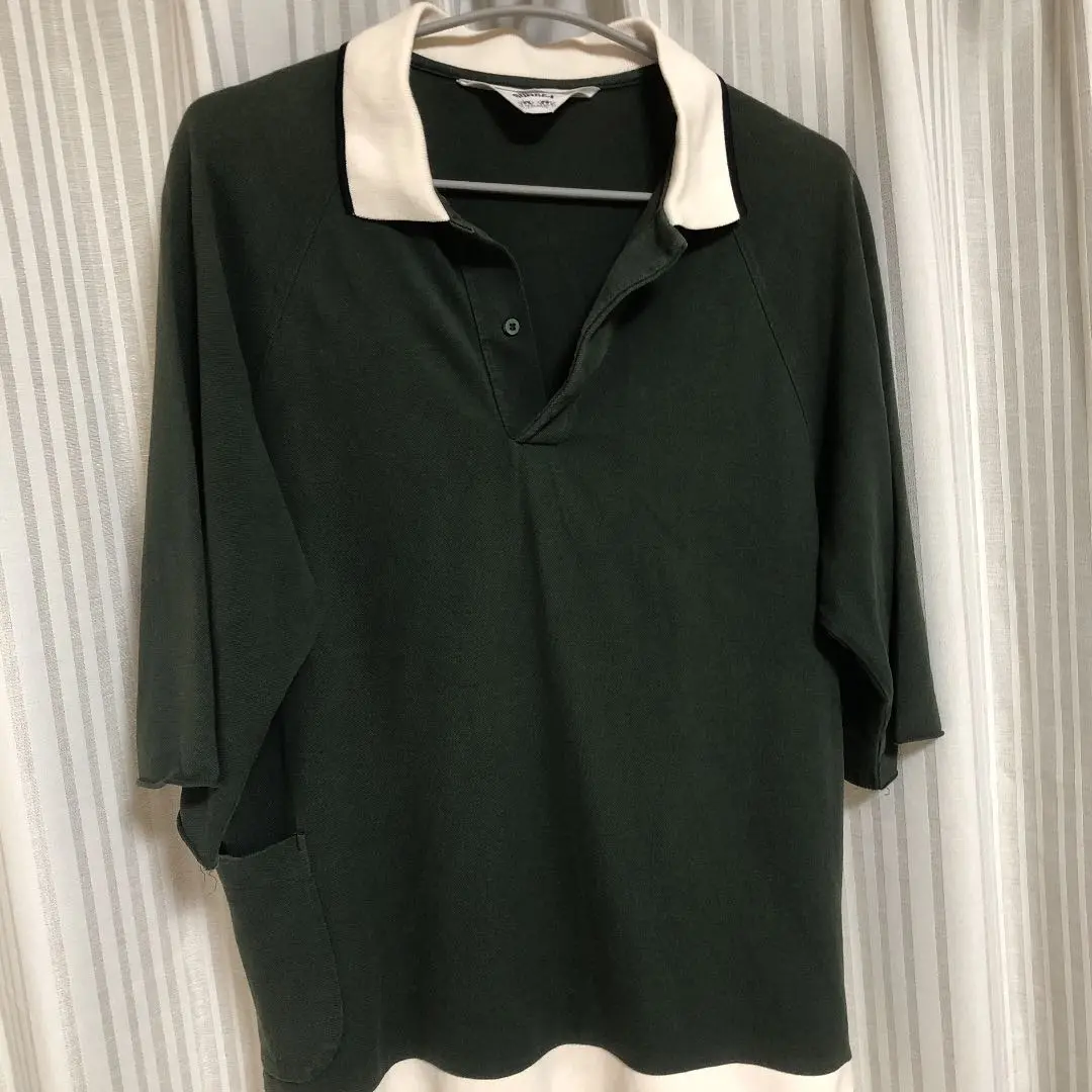 SUNSEA コットンポロシャツ　黒色サイズ2 SUNSEA(サンシー) 20SSSWITCHING KNIT POLOスウィッチングニット