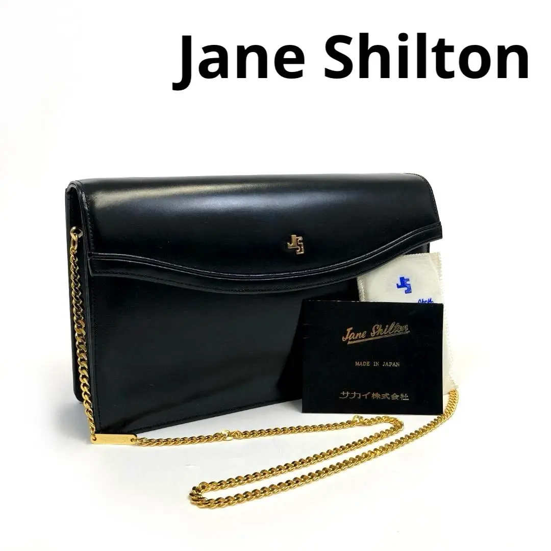 未使用保管品 Jane shilton レザー ショルダーバッグ 黒ヴィンテージ 未使用保管品 Jane shilton レザー ショルダーバッグ 黒