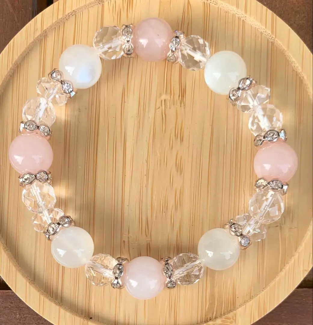 Thumbnail of Rose Quartz ☆ Moonstone ☆ Crystal ☆ Rondel Pink Gold ☆ 15.5cm