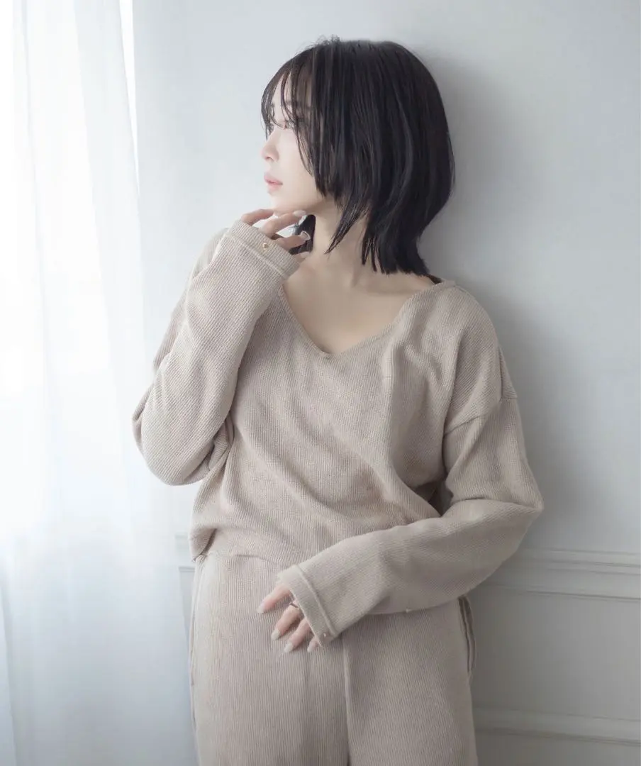 新品未使用 Lulumerry ベージュ ルームウェアセットMサイズ room＆room（レディースパジャマ）｜下着、靴下、部屋着