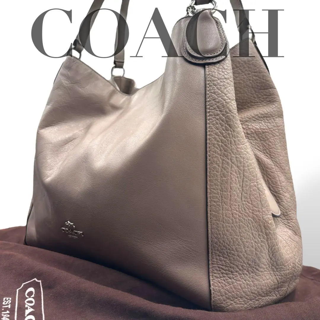 Thumbnail of [Excellent Condition] Coach Edie Tote Bag, Greige, Carriage Hardware, Charm, Leather