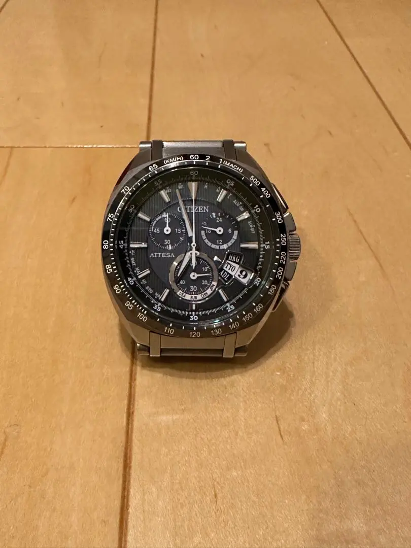 シチズン H610-T016782 チタン 電波ソーラー 黒文字盤 メンズ腕時計 シチズン アテッサ チタニウム H610-T016782 エコドライブ