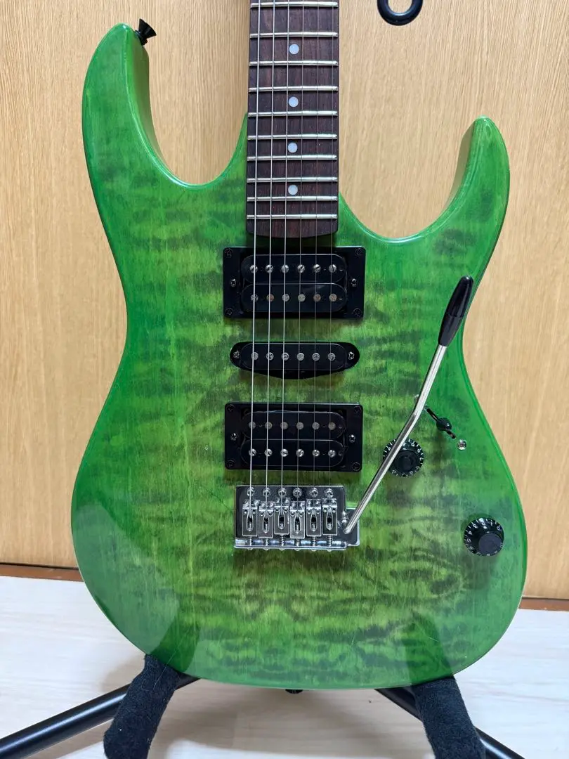 激安ブランド メンテ済】MODエレキギター ブラスブロックストラトタイプ虎杢Ibanez ギター