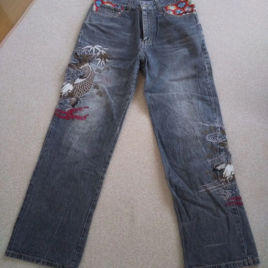 Thumbnail of VOMANIE - Japanese Pattern Embroidered Carp Denim Pants 82