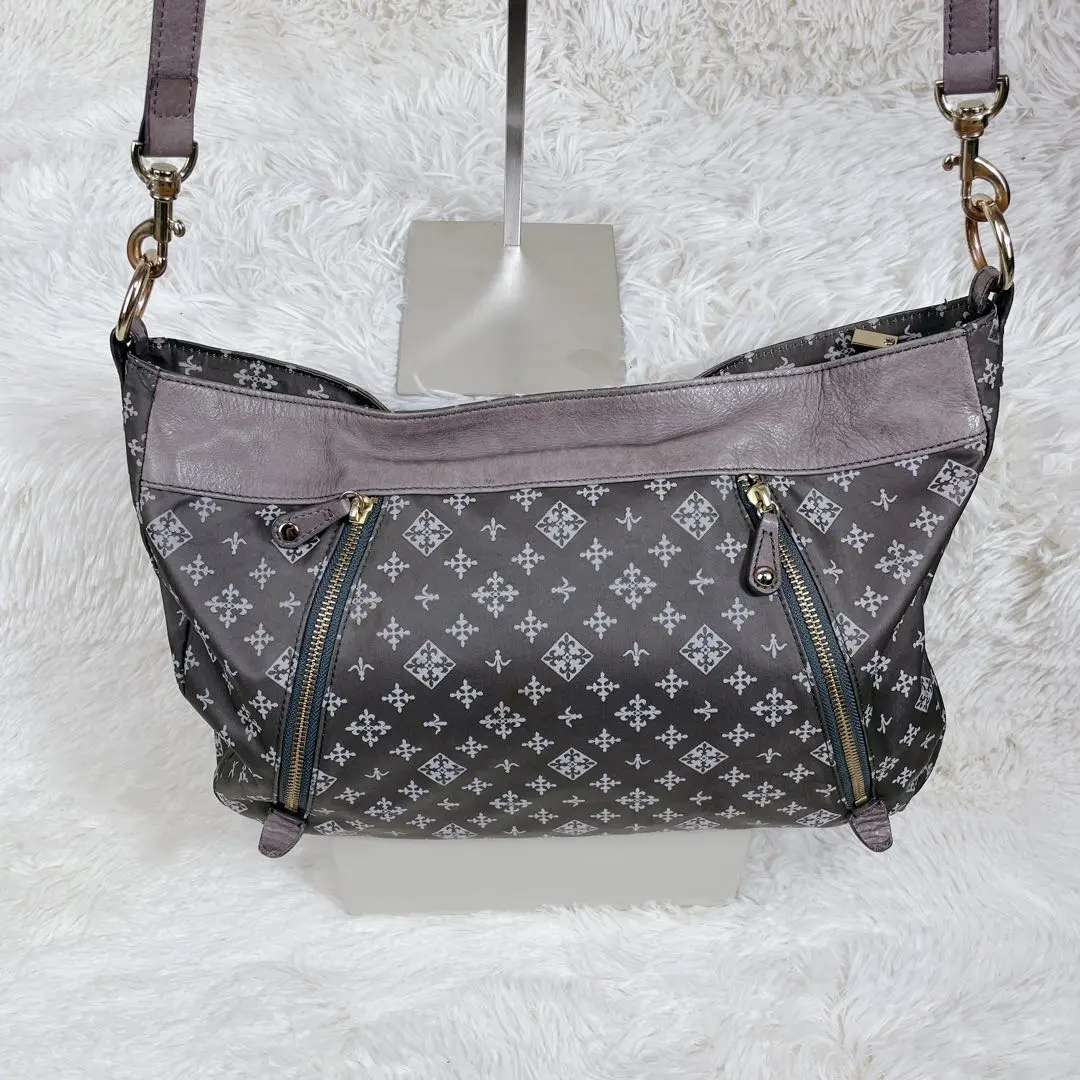 Thumbnail of Russet Gray Patterned Shoulder Bag, Leather and PVC Combination