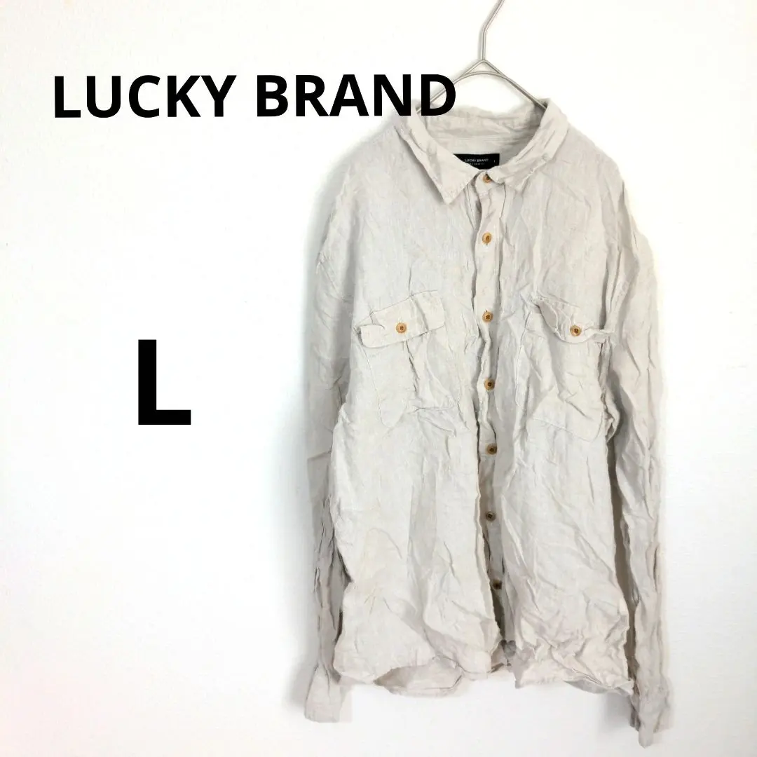 Thumbnail of LUCKY BRAND 【L】 Beige Long Sleeve Shirt 100% Linen