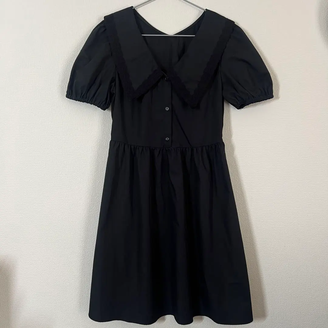 Thumbnail of ☆Unused☆ GU Big Lace Collar Shirt Dress - Black - S