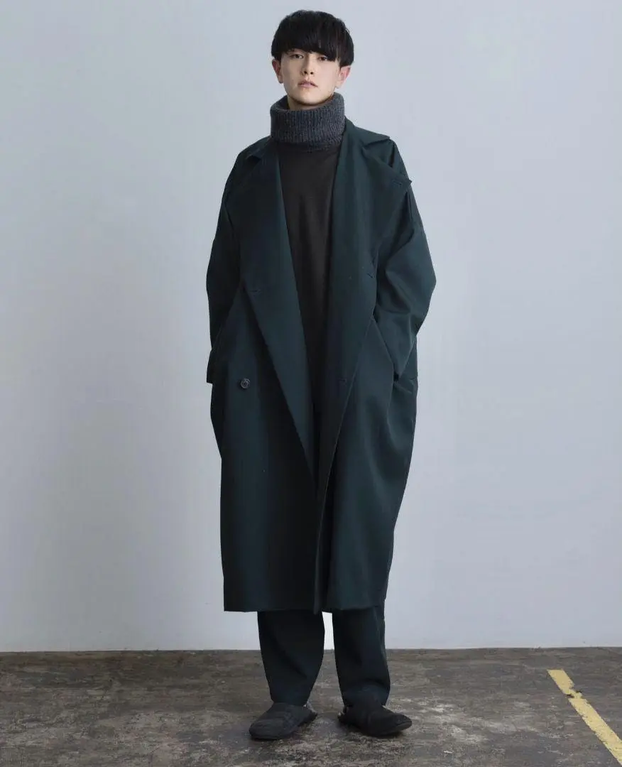 Dulcamara よそいきフラノダブルロングコート ドゥルカマラ よそいきフラノダブルロングコート 18AW 美品 ユニ