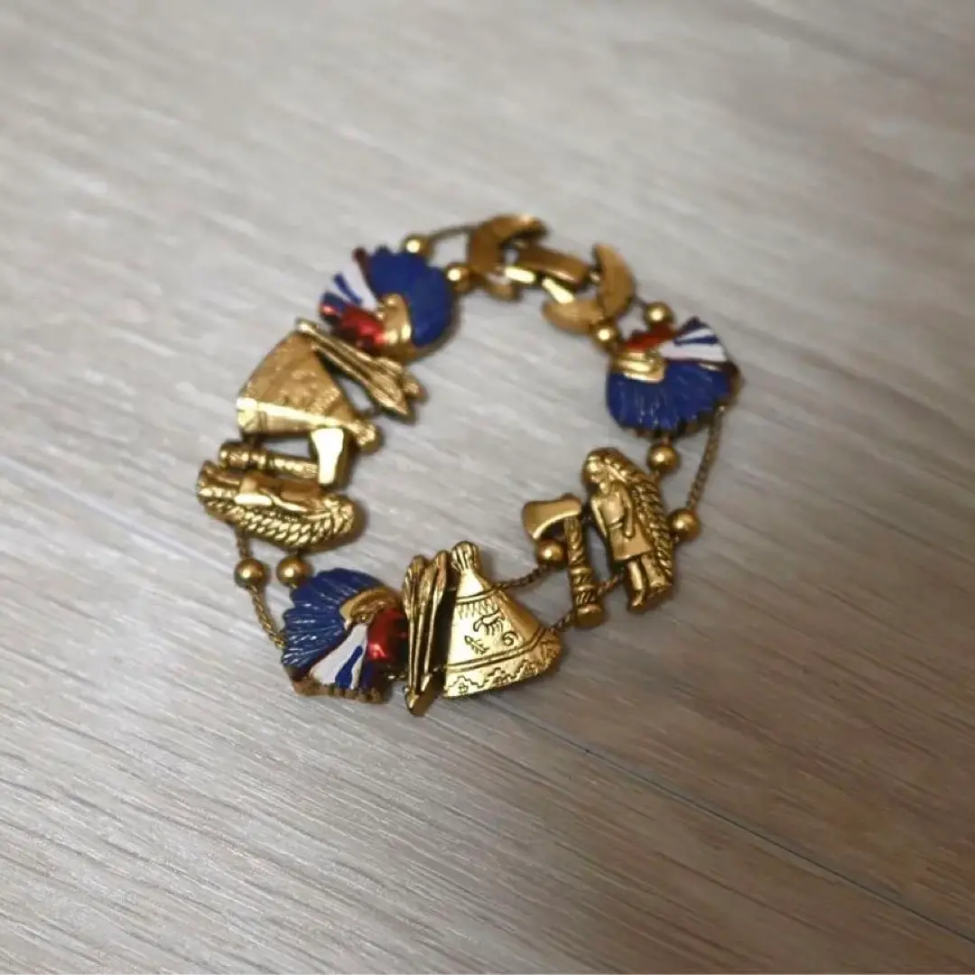 ヴィンテージGoldette ゴールデット スライドチャームブレスレット ブレス】goldette ゴルデット 19個のチャーム スライドブレス