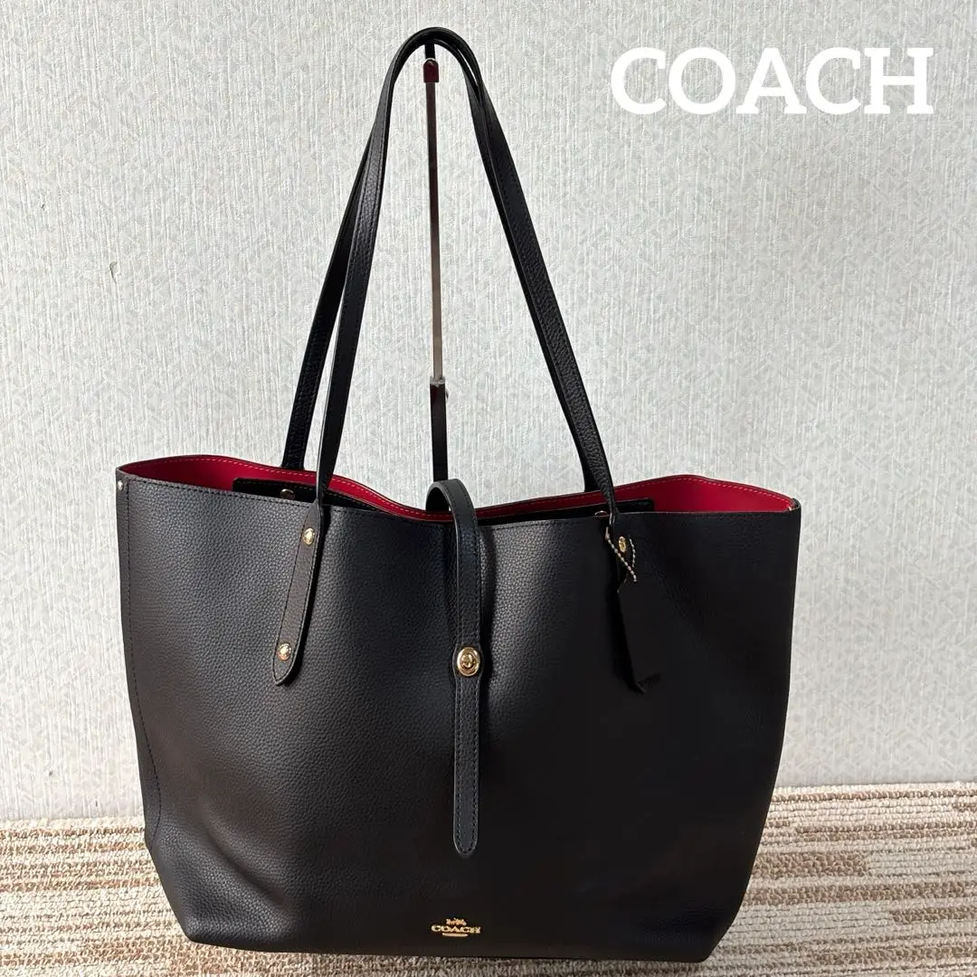 【新品】コーチ　ブラックレザートートバッグ　F58849 COACH コーチ トートバッグ バッグ レザー F58849ブラックの買取