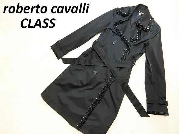 class roberto cavalli トレンチコート ファー付 レザー class roberto cavalli トレンチコート ファー付 レザー