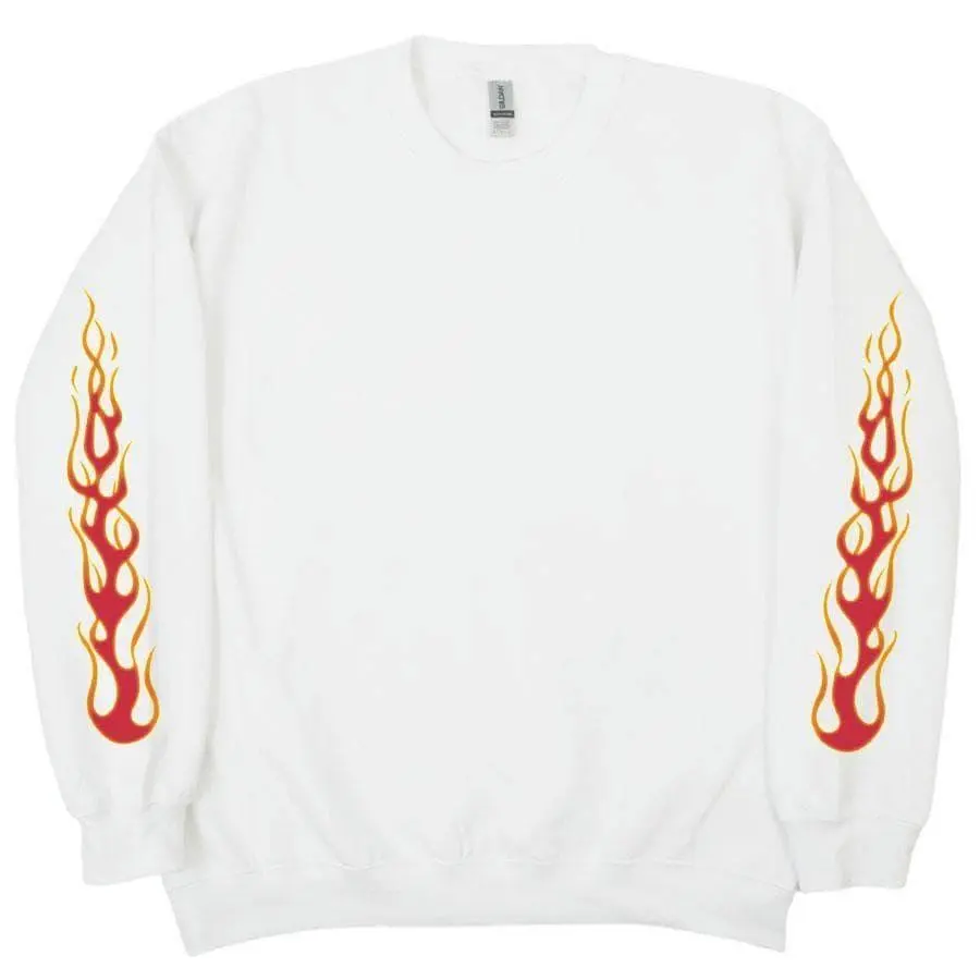 XL 新品 白色 火焰 袖子印花 運動衫 火焰 訓練師 吉爾丹 哈雷 的縮圖