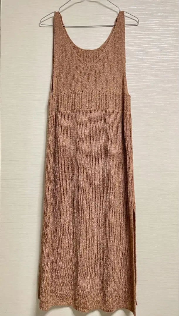 Thumbnail of Sleeveless long knit dress, beige