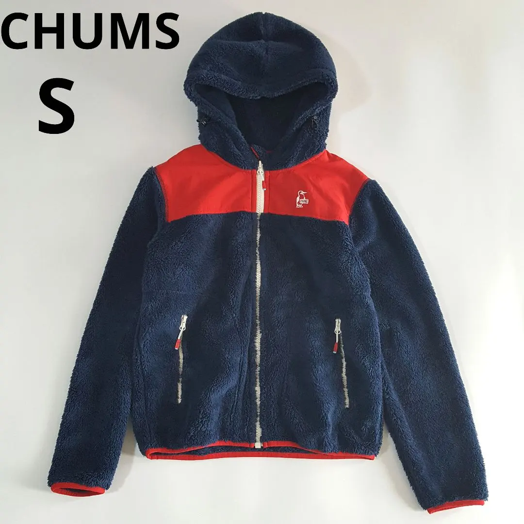 查姆士 男士 Elmo Fleece 全拉鍊式毛絨連帽外套 海軍藍紅 S 的縮圖