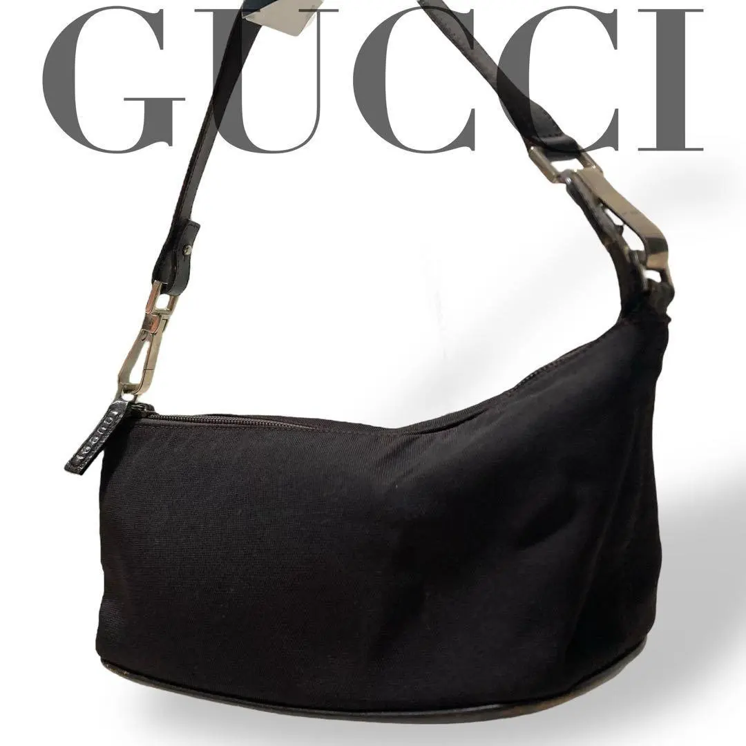 Thumbnail of Vintage Gucci Accessory Pouch Handbag Leather Nylon Brown