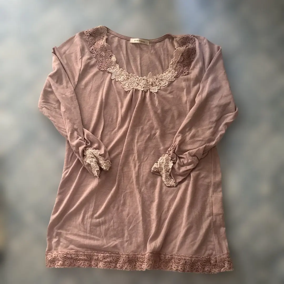 Thumbnail of axes femme Pink Lace Embellished Long Sleeve Top