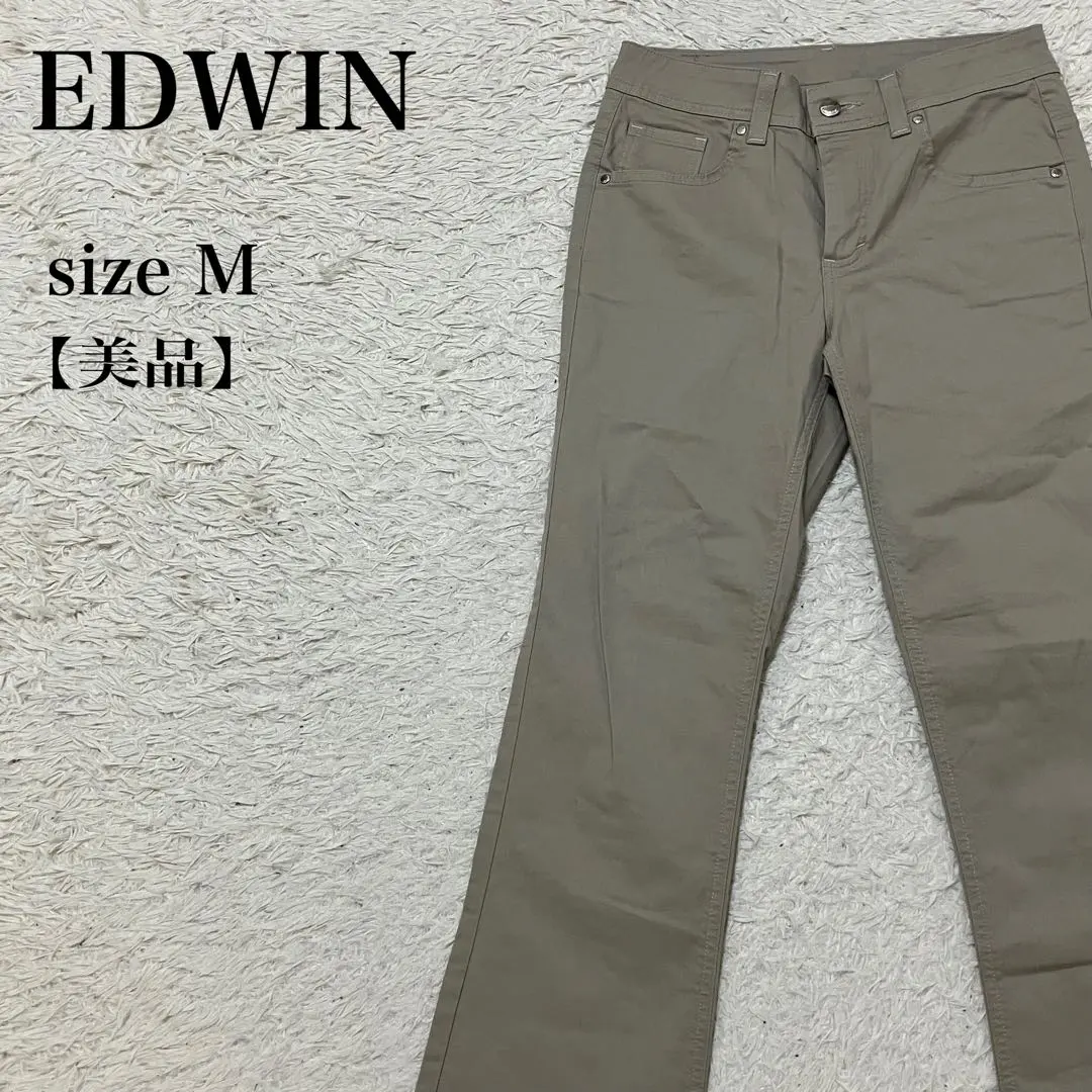 EDWIN 437L 靴型剪裁 長褲 M 卡其色 中古品 美品 雅致 漂亮 的縮圖