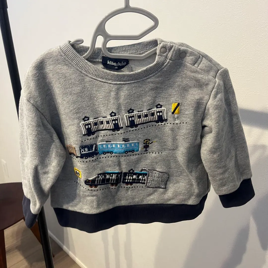 Thumbnail of Final price reduction: Kladskap train embroidery sweatshirt, size 80, gray