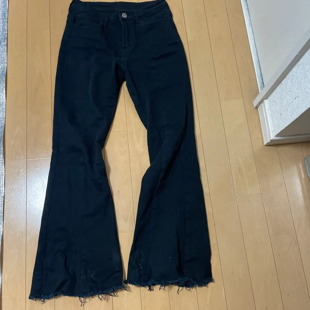 Thumbnail of Black Bootcut Denim with Fringed Hem