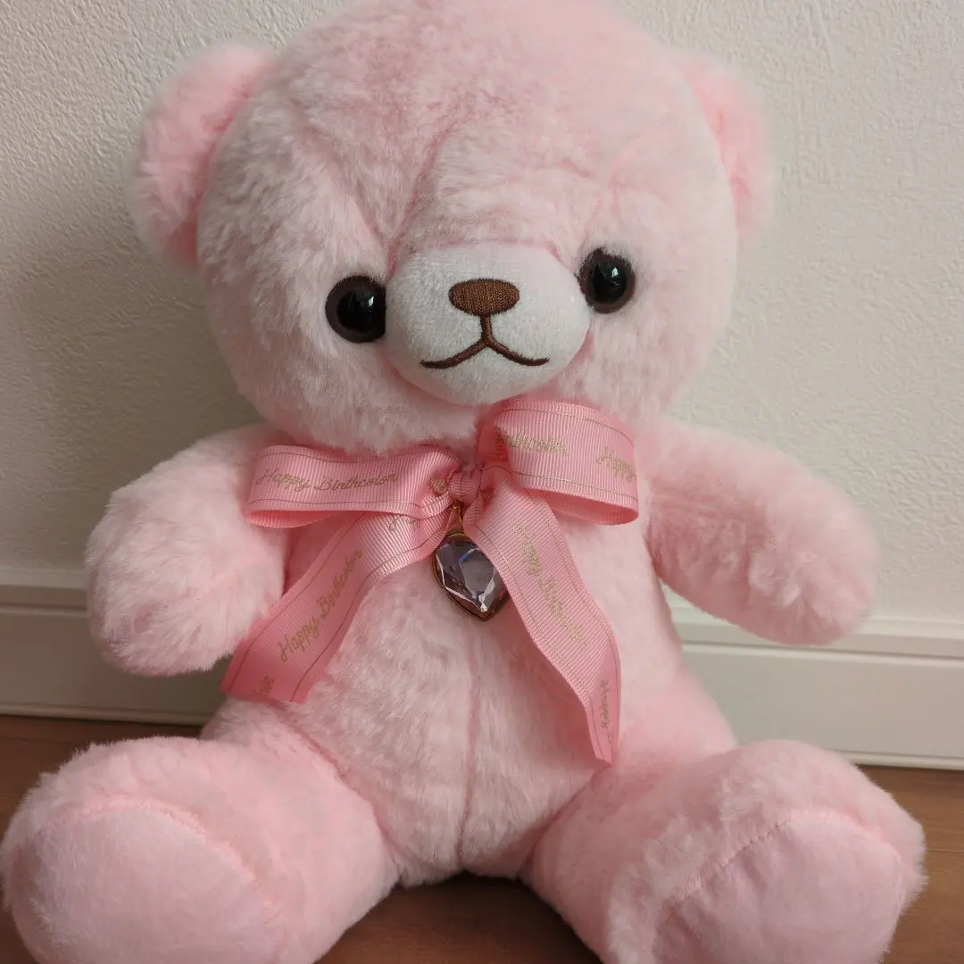 Thumbnail of Pink teddy bear plush with heart crystal