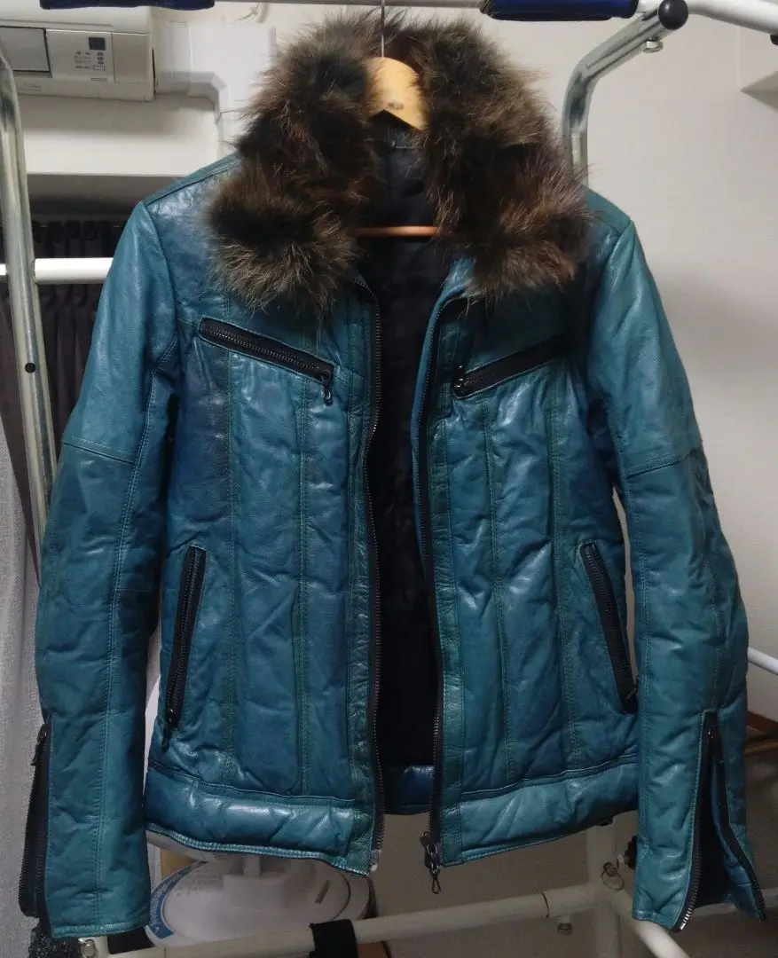 【定価13万円】シェラック　レザーダウンジャケット　羊革　ライダース　2way 定価13万円】シェラック レザーダウンジャケット 羊革