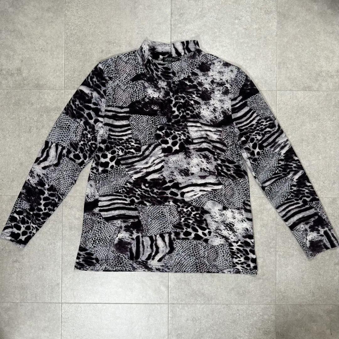 Thumbnail of Y2K Animal Print Long Sleeve High Neck Top Purple Patchwork