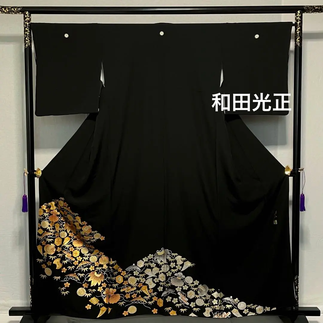 Amazon.co.jp: 和田光正 証明書付き 五つ紋 比翼付き 金彩友禅の