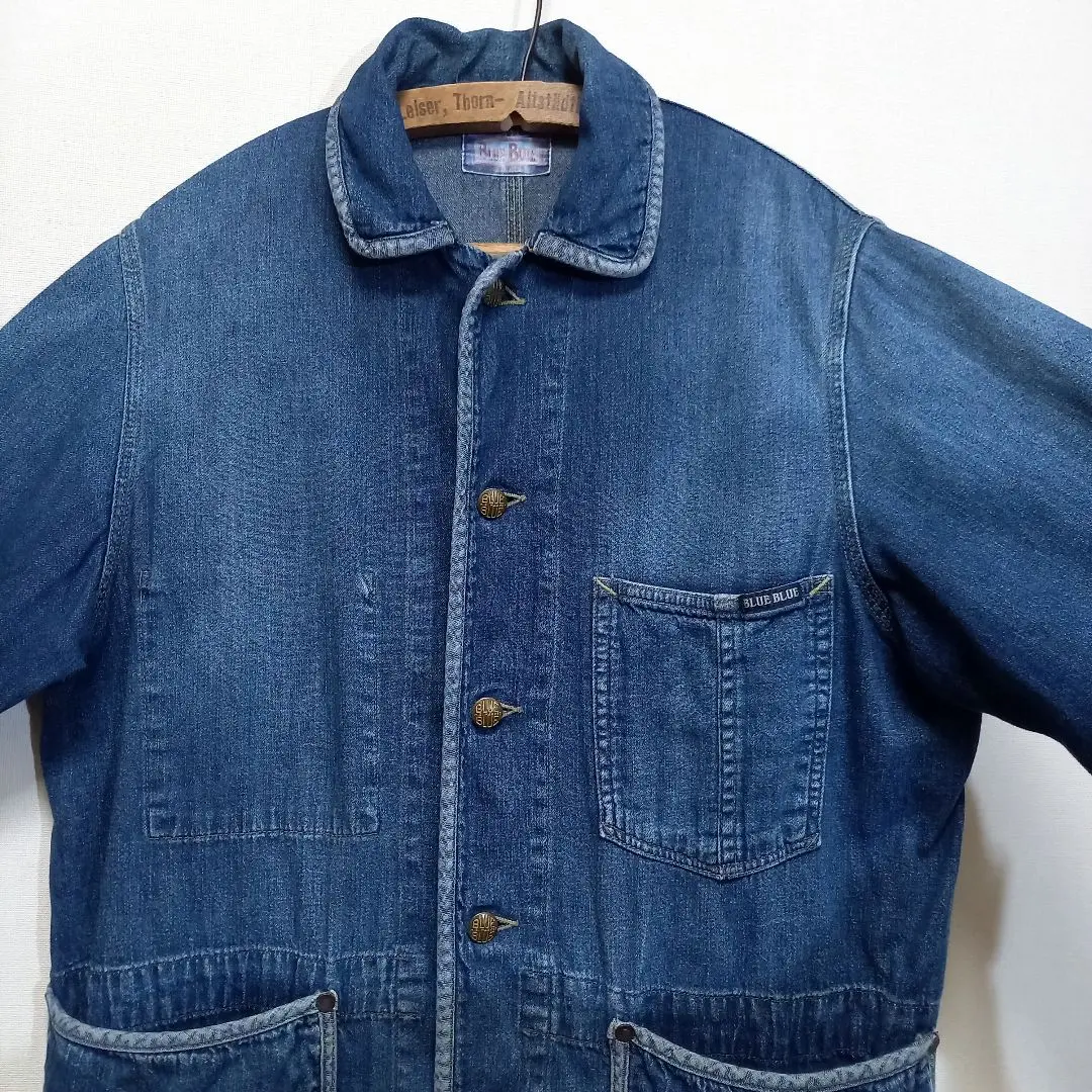 jt525　BLUE BLUE ブランケット　ブラック　カバーオール BLUE BLUE - インディゴステッチワーク スペシャルカバーオール