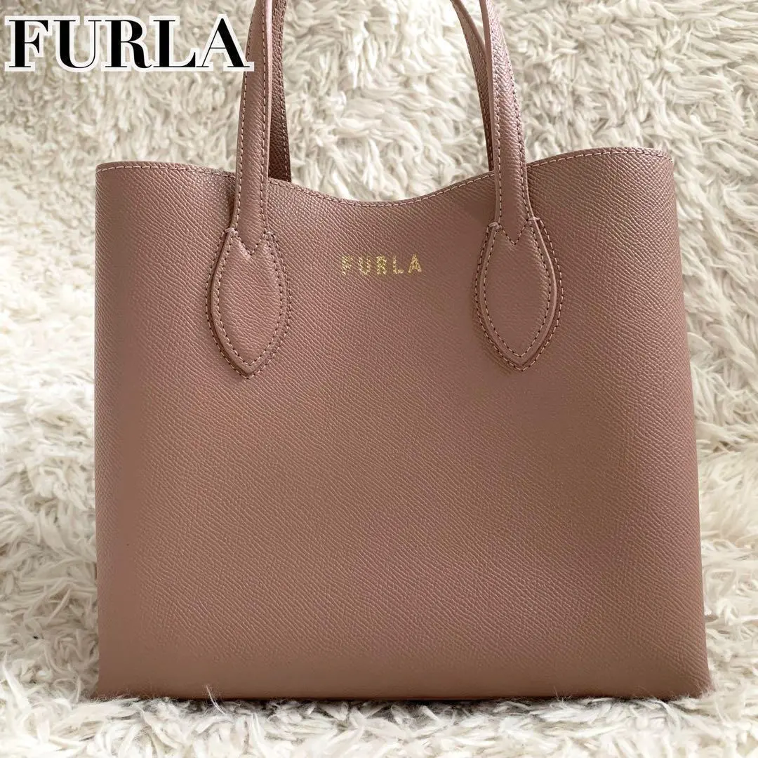 未使用級✨FURLA 現行 ERA 手提包 托特包 真皮 粉色 標誌 的縮圖