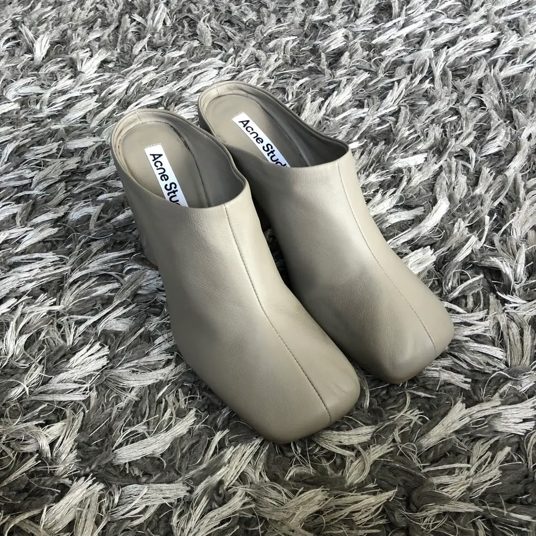 最終値下げ！Acne Studios レザーウッドクロッグ サンダル ミュール 今だけ値下げAcneStudios 正規品 ミュールサンダル 24.5〜25.0