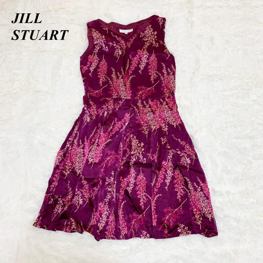 Thumbnail of JILL STUART Dress One-Piece M 100% Silk Floral Purple □