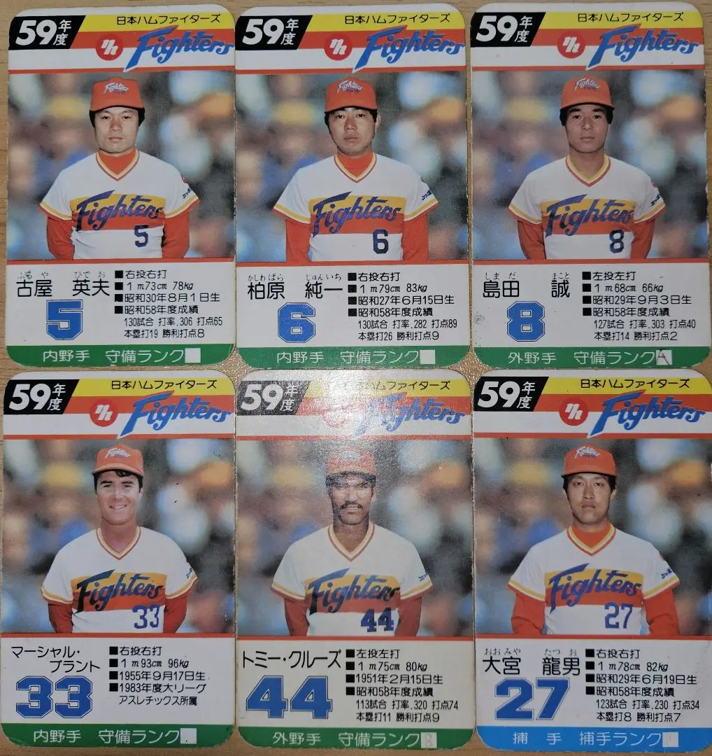 タカラ　プロ野球カード　昭和58年版　日本ハム タカラ 58年度版 日本ハムファイターズ - メルカリ