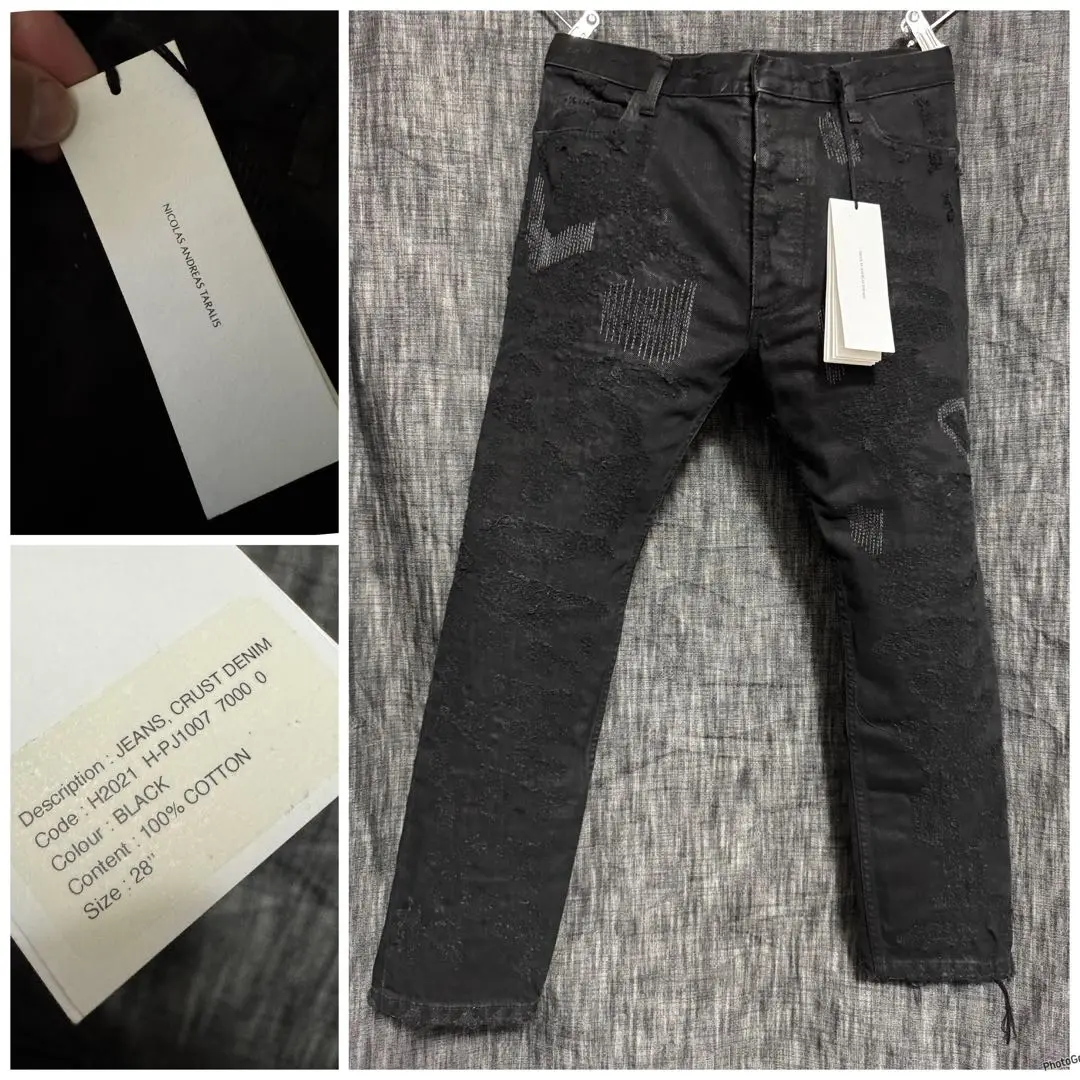 Nicolas Andreas Taralis デニムレザー切替　スキニーパンツ 新品 定価11万円 ニコラアンドレアタラリス 30本 限定 クラスト