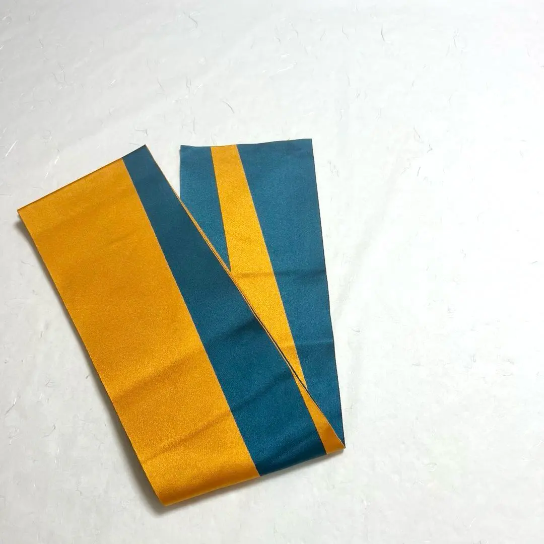 半幅帶 單衣 曲線紋樣 雙面可用 鬱金色 舛花色 PO-3309 的縮圖