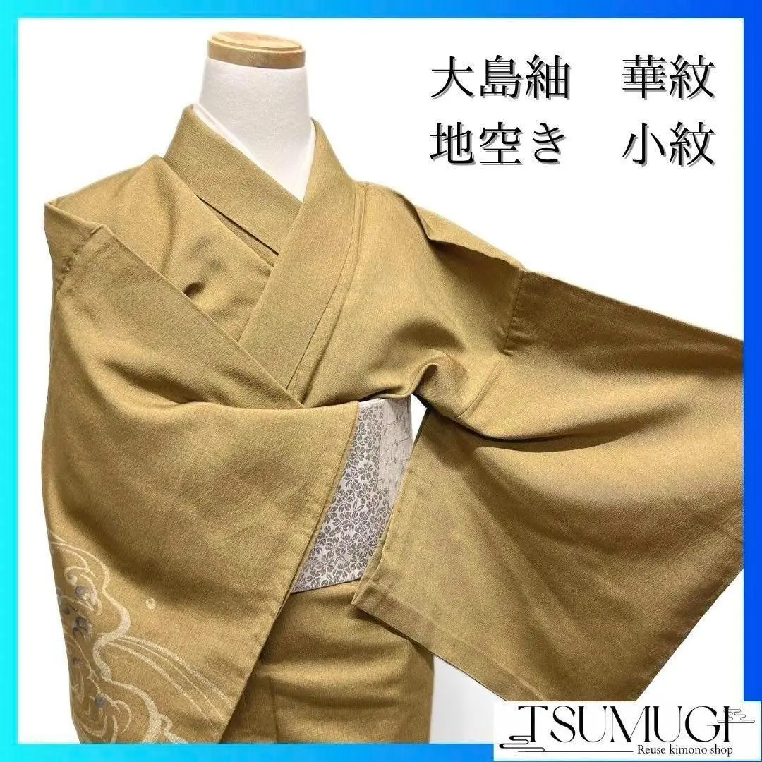 Thumbnail of Shiozawa Tsumugi silk, embroidered, wave pattern, one crest, formal kimono (Tsukesage), 085w p