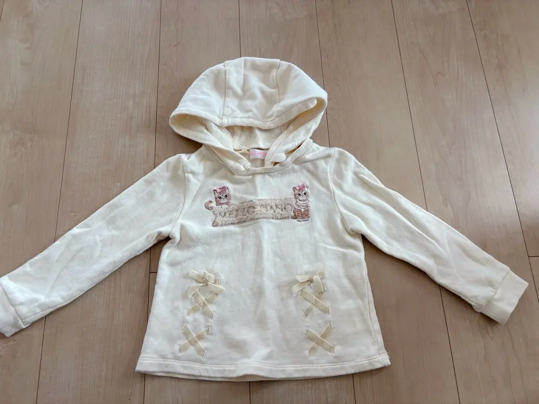 Thumbnail of Limited Sale: 110 Mezzo Piano Cat Embroidery Hooded Parka with Ribbon