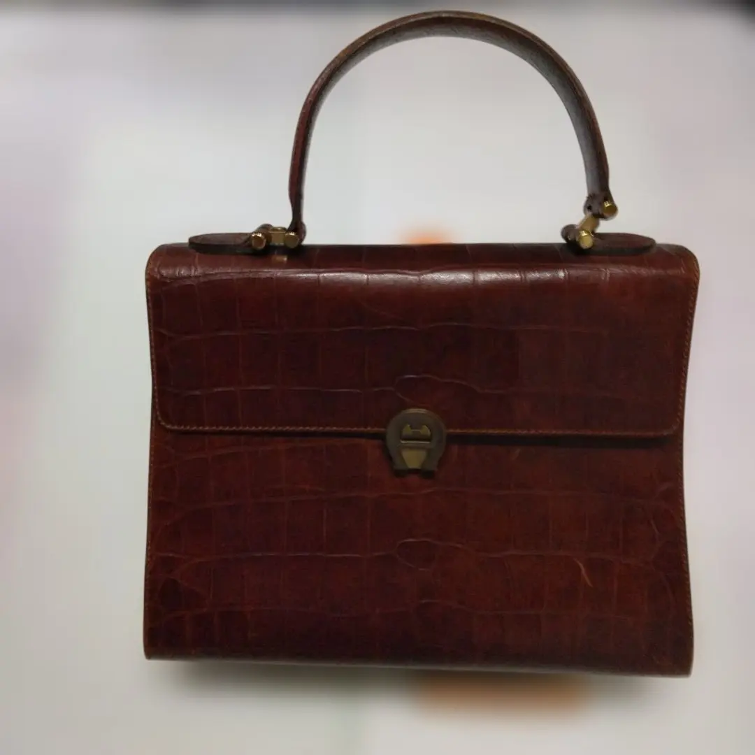Thumbnail of Aigner dark brown crocodile-embossed handbag from Germany.