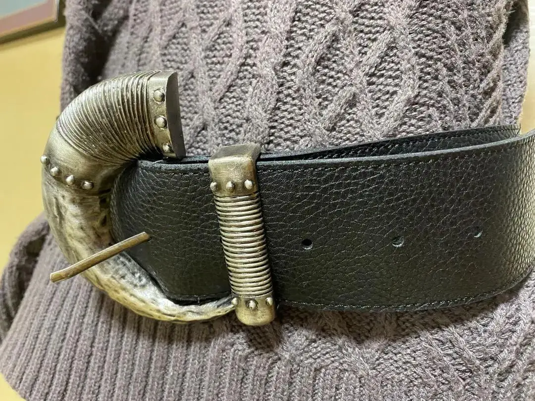 彫刻真鍮バックル】RALPH LAUREN 高級レザーベルト 本革真鍮
