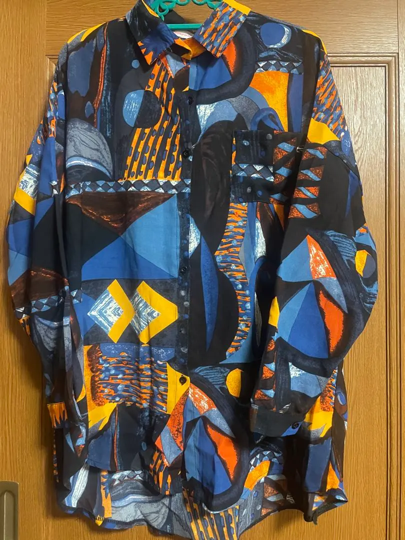 Thumbnail of Geometric Pattern Long Sleeve Shirt Patterned Shirt Oversized 【Unique Style】